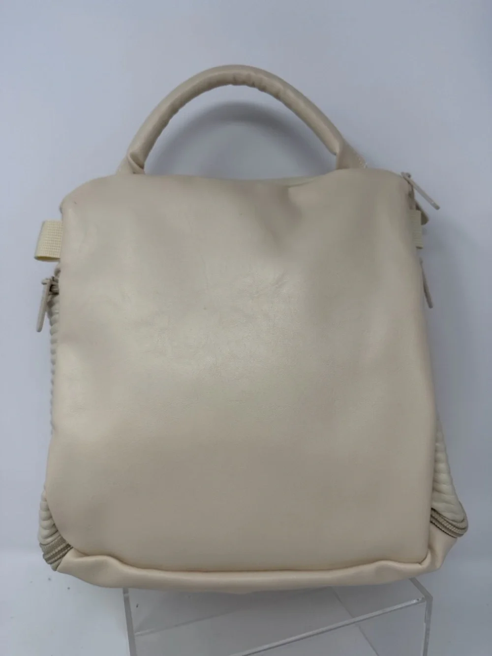 DEZI Ivory Ribbed Top-Handle Backpack - Picture 3 of 9